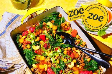 398_Quick & Easy Curried Chickpea Quinoa & Veg Traybake Mango Chutney