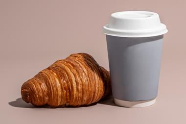 croissant and takeout coffee