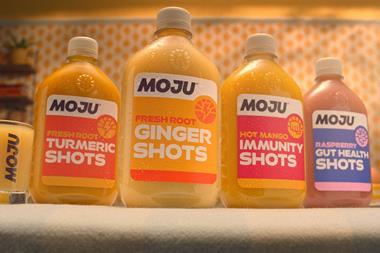Bottles of Moju's multidose vitamin shots