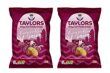 Taylors Snacks Fiery Pickled Onion Ridge Cut Crisps