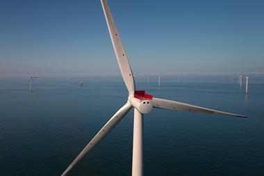 Close up of turbine at Race Bank offshore wind farm