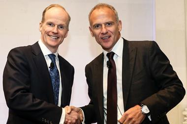 Booker CEO Charles Wilson (left) and Tesco CEO Dave Lewis