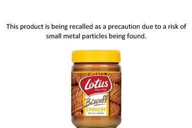 Lotus Biscoff Crunchy Biscuit Spread recall notice