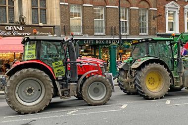 Tractors blocking street in farmers protest