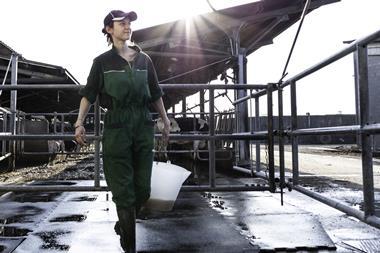 dairy farm worker with bucket - getty