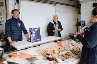 Monica Galetti with David Lowrie of David Lowrie Fish Merchants, St Monan's