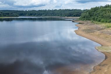 Summer drought and low reservoir water levels in Yorkshire, England