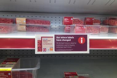 Sainsbury's mince labelling