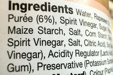 Ingredients list Alamy