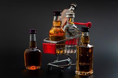 mini spirits bottles in trolley