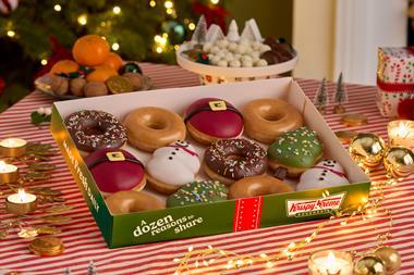 Christmas table with Krispy Kreme doughnut range