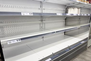 Empty shelves supermarket food security insecurity egg shortage GettyImages-2206112179