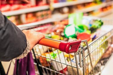 sainsburys supermarket shopper trolley aisle