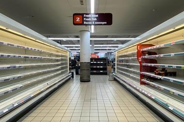 empty shelves sainsbury's aisle