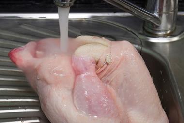 Campylobacter, washing raw chicken
