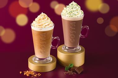Costa Coffee Butter Pecan Cookie Latte and Mint Hot Chocolate