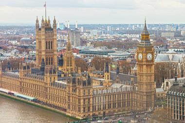 Aerial view of Big Ben and House of Parliament in London, UK