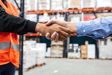 warehouse shake hand handshake