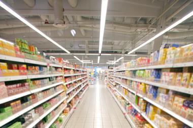 Supermarket aisle shelves