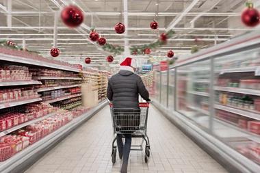 christmas supermarket shopper aisle