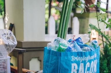 Bags of plastic bottles recycling drs