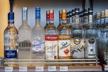 spirits vodka shelf