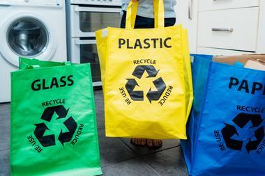 Kerbside plastic glass paper recycling bags