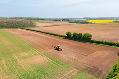 Aerial shot of fields