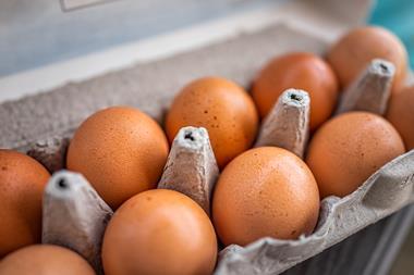 Closeup macro of pasture raised farm fresh dozen brown eggs store bought from farmer in carton box container with speckled eggshells texture - Getty Images