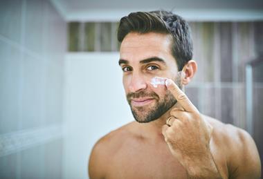 man beauty moisturiser cosmetics bathroom