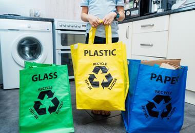 Kerbside plastic glass paper recycling bags