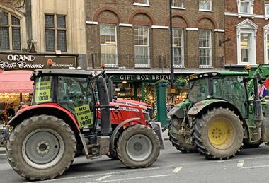 Tractors blocking street in farmers protest