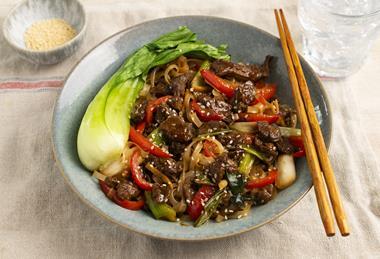 Beyond Steak Honey and Garlic stir fry land