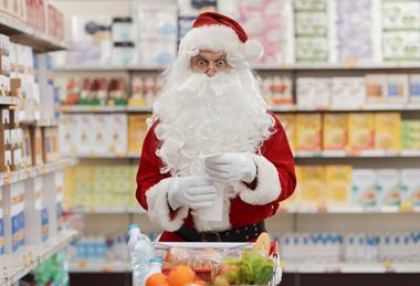 christmas supermarket santa trolley shopper