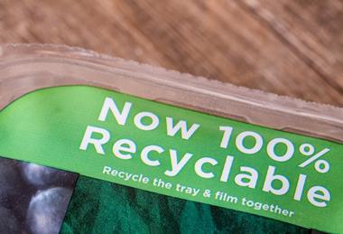 packaging recycle plastic tray green eco sustainability GettyImages-1310916156