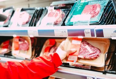 supermarket meat steak aisle shelf shopper
