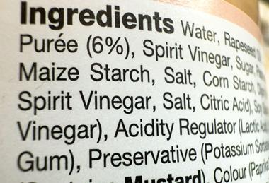 Ingredients list Alamy