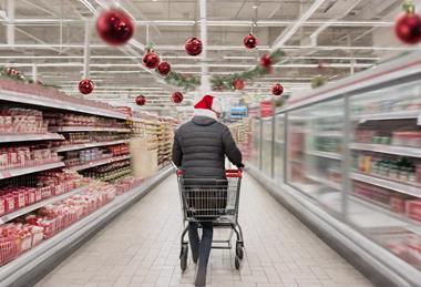 christmas supermarket shopper aisle