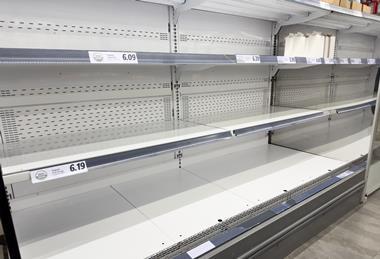 Empty shelves supermarket food security insecurity egg shortage GettyImages-2206112179
