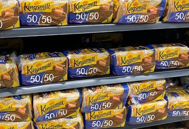 Loaves of Kingsmill bread on supermarket shelves - William Reed 2100x1400