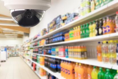 Survillance dome camera system for safety and security. CCTV survillance system prevent thief in supermarket store