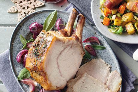 Irresistible Pork Rib Rack Joint with Rosemary & Thyme Seasoning and Cornish Sea Salt