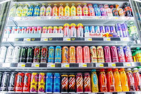 Energy drinks in chiller