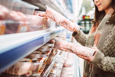 supermarket shopper chicken meat poultry compare aisle