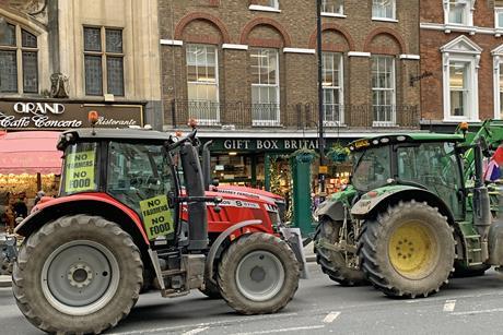 Tractors blocking street in farmers protest