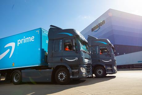 Amazon electric HGVs delivery warehouse