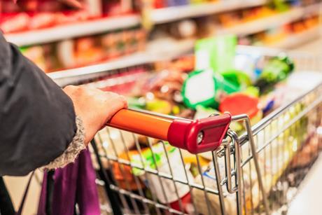 sainsburys supermarket shopper trolley aisle