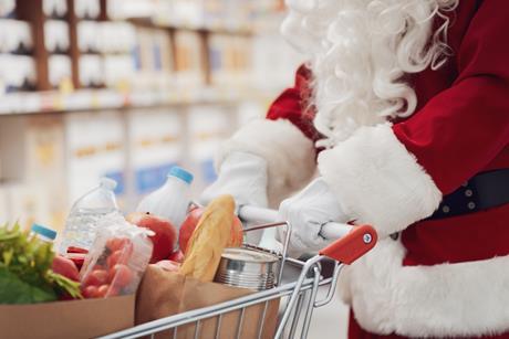 santa food shopping supermaket trolly christmas