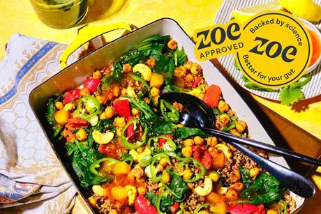 398_Quick & Easy Curried Chickpea Quinoa & Veg Traybake Mango Chutney