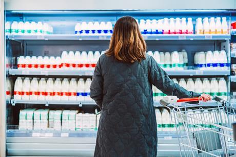 milk dairy aisle shopper supermarket